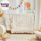 Tufted Ruffle Crib Bedding Set 3 Pieces Baby Boho Quilted Comforter With Fitted