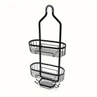 3-tier Shower Caddy Hanging Bathroom Organizer Rack Matte Black Hooks Tray 40lbs