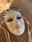 Vtg 1990 Clay Art Mask San Francisco Ceramic Lady Face Wall Decor Ribbons