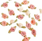 100 Pcs 15mm Multicoloured Mini Rose Flowers Satin Ribbon Bows Appliques Diy 