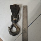 Antique Cast Iron Barn Pulley  Two Channel  W  Hook  Clear Coated  Vtg Piece