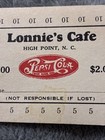 Vintage Pepsi cola Double Dot Advertising Card  Lonnie   s Cafe High Point  Nc     
