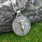 Jesus Crucifix Saint St Benedict Medal Cross Pendant Necklace 24  Box Chain