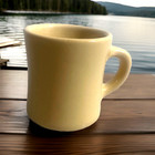 Victor  Thick Restaurant Ware diner Coffee Mug Cup  Tan ivory  Vintage  Stamped 