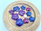 Ten Purple Blue Metal Flowers Recycled Findings Enamel Crafts Embellishments A