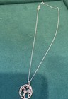 Sterling Silver 925 Tree Of Life Round Charm Pendant Necklace Cable Chain Signed