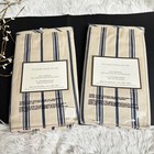 Pottery Barn Courtney Shams Pillow Cases Navy Blue Cream Stripes 2 Pc Set New