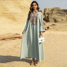 Women Muslim Abaya Long Robes Evening Kaftan Embroidery Caftan Ramadan Dresses
