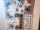 Vintage Lot Of Floral Handkerchiefs  Shades Of Blue  Lot Of 9