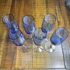 Libbey Set Of 6 Vina Blue Clear Glasses Wine Goblets  9 25   