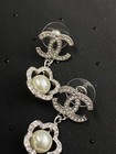 Chanel Gold Cc Pearl Dangle Drop Earrings