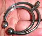 Antique Navajo Naja Silver Pendant W  Great Repousse Terminals   Nice Wear Vafo