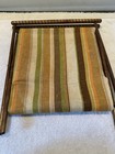 Vintage Knitting Sewing Crocheting Caddy Basket Folding Wood Frame Striped 