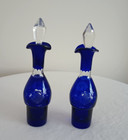 6 Pc Victorian Castor Set   Cobalt Cut To Clear Glass  Plated Castor Caddy