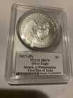 2017- p   1 Silver Eagle Pcgs Ms70 Struck At Philadelphia John Mercanti Fdoi
