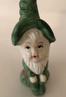 Vtg Ceramic Leprechaun Pixie Elf Green Hat Figurine Sitting On A Mushroom 4 5   