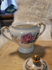 Vintage Made In Japan Porcelain Creamer   Sugar Bowl  Rose Motif   Gold Trim  Ec