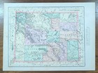 Vintage 1901 Wyoming Map 14 x11   Old Antique Original Yellowstone National Park