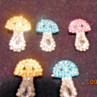 Vtg  5 Czech Clear   Multicolor Glass Rhinestone Buttons -mushroom Shape- 7 8 