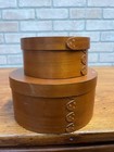 Vintage Primitive Style Round Wooden Pantry Storage Boxes  2  Nesting Farmhouse