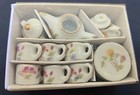 Vintage Floral Porcelain Miniature Toy Tea Set W  Box  Setting For 6 