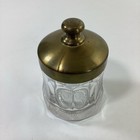 Vintage Glass Tobacco Jar Humidor Metal Engraved Lid 5  Tall