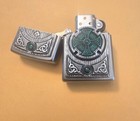 Celtic Cross Green Zippo Chrome Mint Irish Gaelic