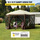 Pop-up Camping Gazebo Canopy Shelter Portable Tent 6 Sided 10  X 10  Sun Shade