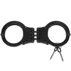 Police Handcuffs Professional Heavy Duty Metal Steel Hinged Double Lock - Black