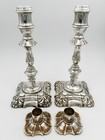 Vintage Pair Mid-18thc Georgian Style Candlesticks Sterling Silver London 1966