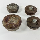 Vintage Cast Iron Scale Weights Set Of 4pc 1 Lb   2 Lb General Store Balance