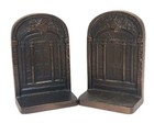 Antique Bronze Bookends Signed F F Zieglar Architectural Door Entry Whimsical