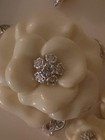 Vintage Nolan Miller Ivory Flower   Rhinestone Pin  Clip On Earrings   Bracelet 