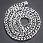 Solid White Gold Plated 316 Stainless Steel 11mm Miami Cuban Link Chain Necklace