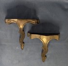 Antique Cast Bronze Brass Pair Wall Shelves Rococo Art Nouveau   Deco Wave 1950s