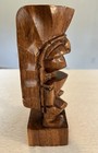 Vintage Wooden Tiki Statue Hand Carved Engraved With Hawaii 