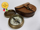 Authentic Vintage Style Brass Pocket Compass With Leather Case Rustic Vintage Ho