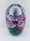 Studio Art Glass Perfume Bottle Pink Spotted Flower Lily Signed Ssf 2014