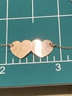 Vintage 14k Yellow Gold Double Heart Ankle Bracelet 10 25   