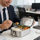 Stainless Steel Bento Box 3 Compartment 40oz Green Lunch Container