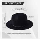 23inch Black Fedora Hat With Belt Buckle Adjustable Wide Brim Felt Black