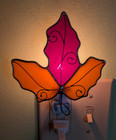 Stained Glass Harvest Night Light Fall Leaves Leaf   utumn