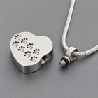 Pet Necklace Cremation Urn Ashes Paw Heart Dog Cat Memorial Keepsake Pendant