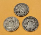 90  Silver Half Dollars-mixed Lot Of 3  1945 Walking Liberty  1950 1952 Franklin
