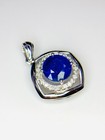 Gil Certified 14k White Gold Sapphire   Diamond Pendent Natural Gemstone
