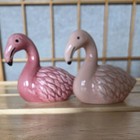 Mini Salt And Pepper Shaker Set Pink Flamingos Mini Set  Ceramic Collectibles 