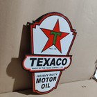Texaco Motor Oil Porcelain Enamel Sign  24x 16 Inches 2 Sided