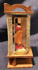 Vintage Japanese Geisha Doll In Wood   Glass Display Box 5 6  Mcm