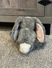 Vintage 1990s Russ Bouncy Gray White Bunny Rabbit Plush Stuffed Animal With Bow