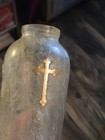 Rare Antique Holy Water Bottle Victorian Religious 8 1 2    1800   s 3 Gold Crosses